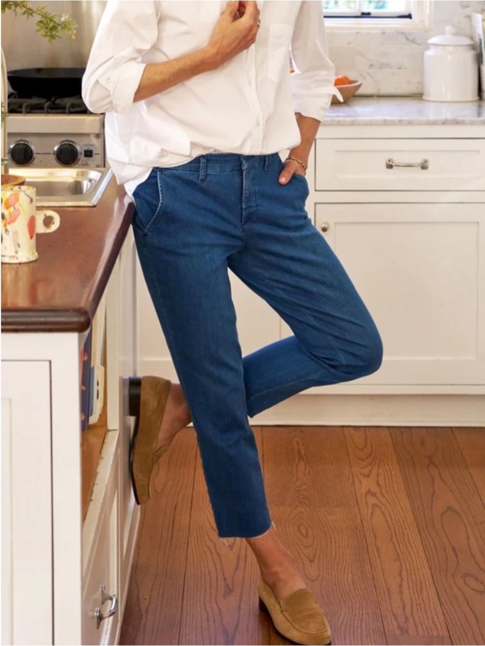 Frank & Eileen Wicklow Cropped Straight-Leg Jeans in Blue